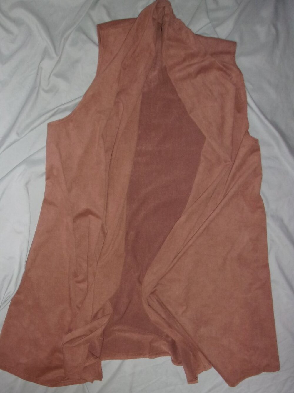 size large womens faux leather vest tan coverup cover up boho festival tan